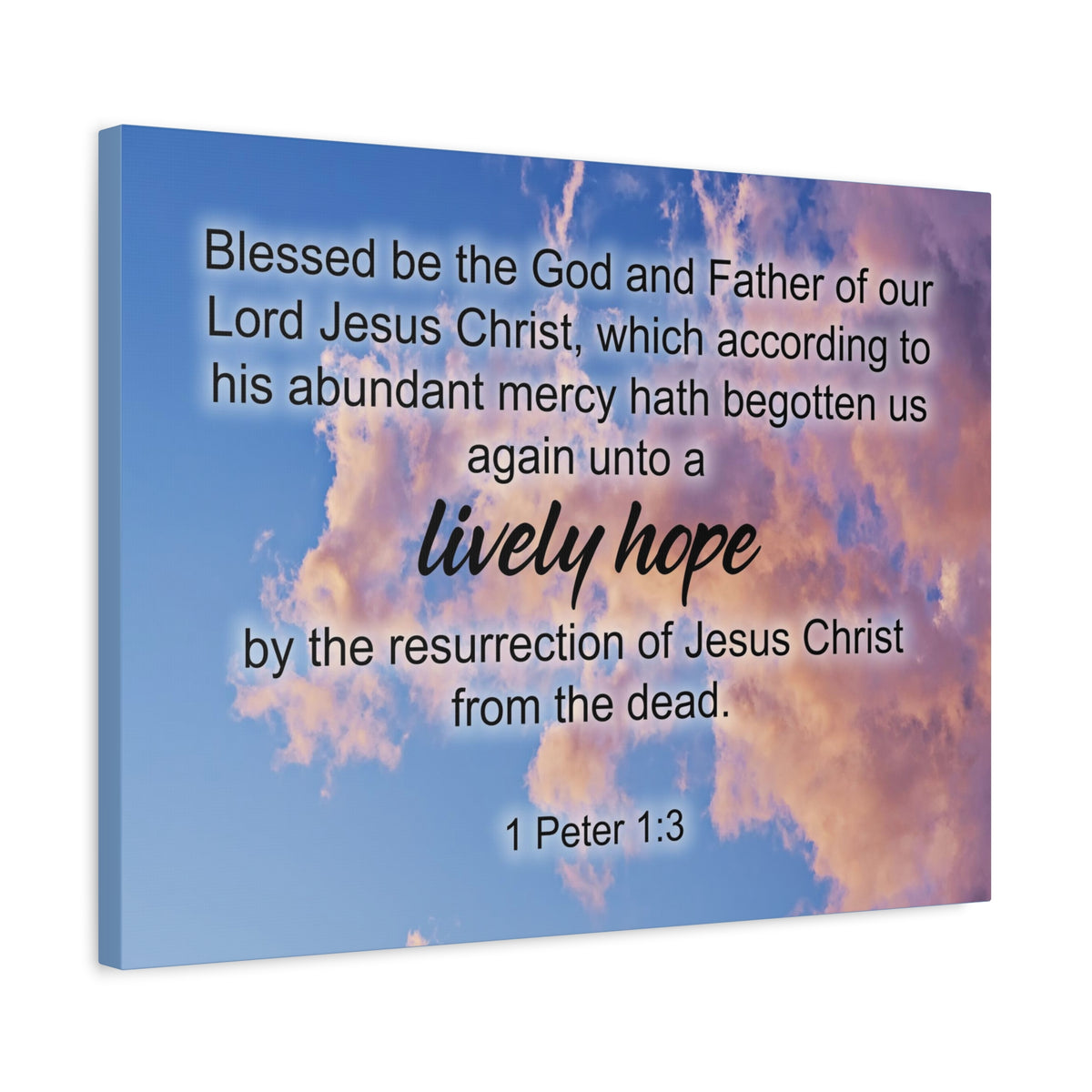 Scripture Canvas Lively Hope 1 Peter 1:3 Christian Wall Art Bible Verse Print Ready to Hang