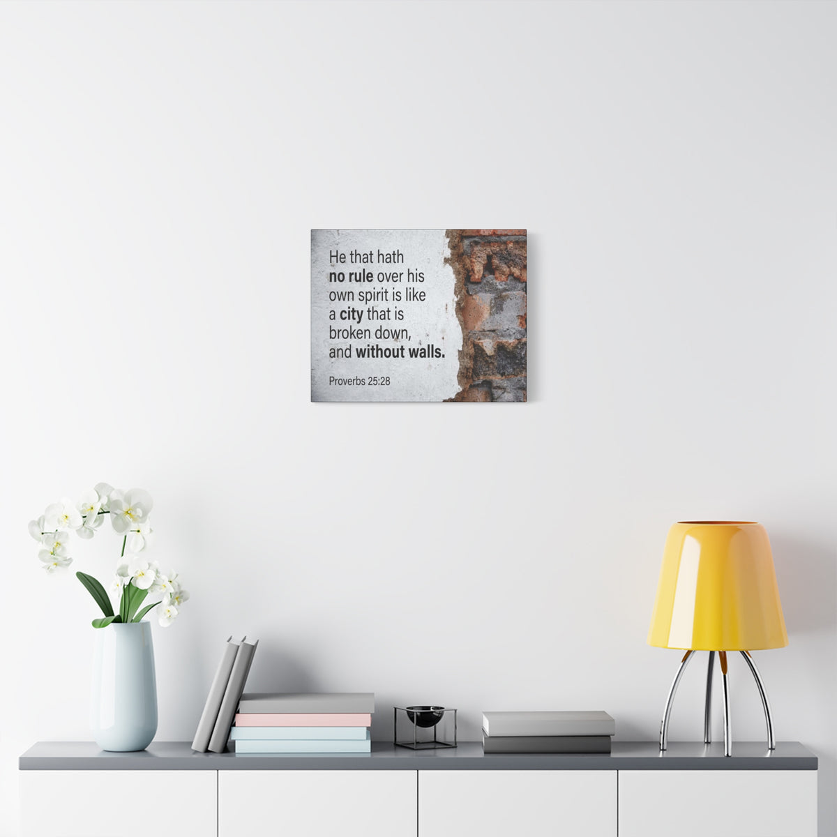 Scripture Canvas No Rule Without Walls Proverbs 25:28 Christian Wall Art Bible Verse Print Ready to Hang