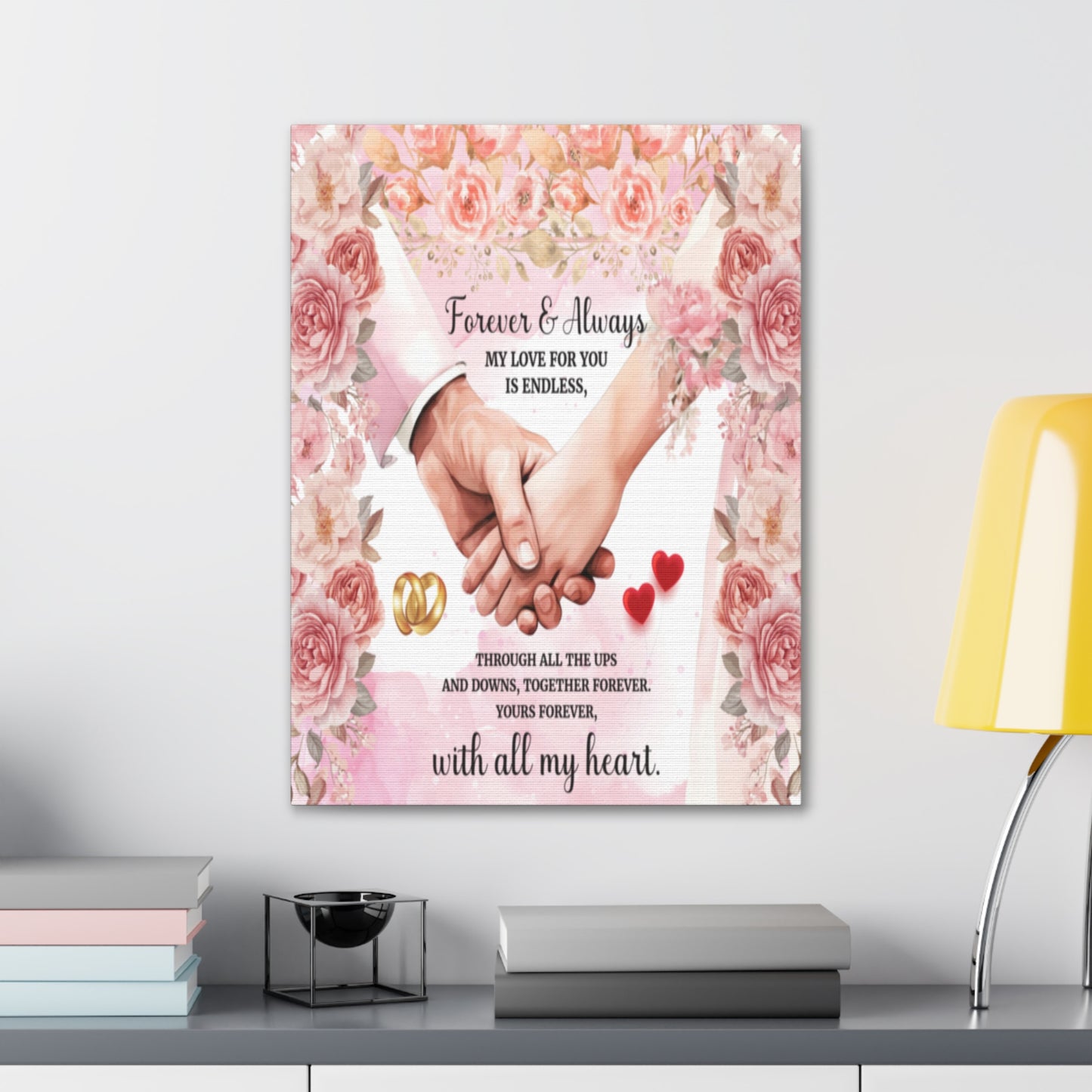 To My Wife Forever & Always Floral Canvas Wall Art – Romantic Wedding & Anniversary Gift