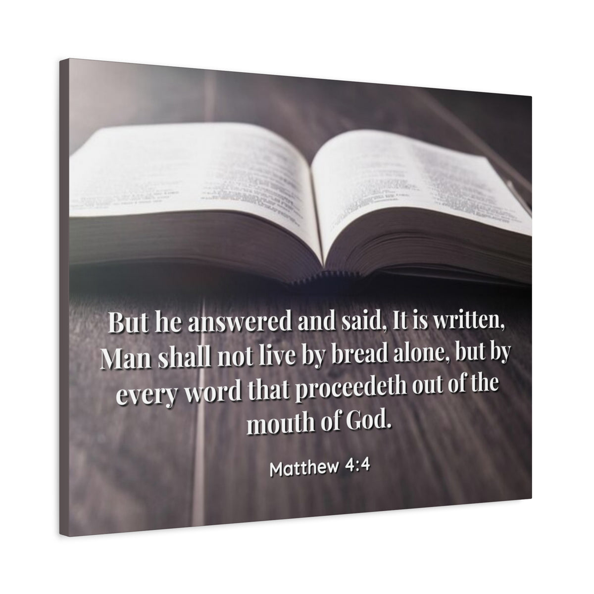 Scripture Canvas Mouth Of God Matthew 4:4 Christian Wall Art Bible Verse Print Ready to Hang