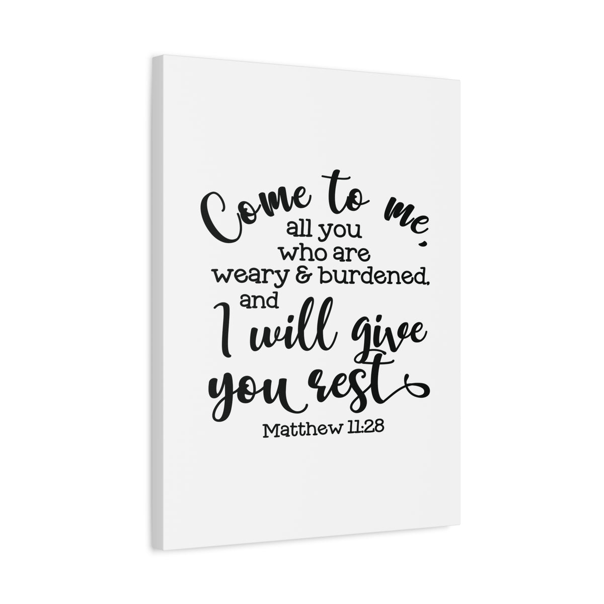 Scripture Canvas Give You Rest Matthew 11:28 Christian Wall Art Bible Verse Print Ready to Hang