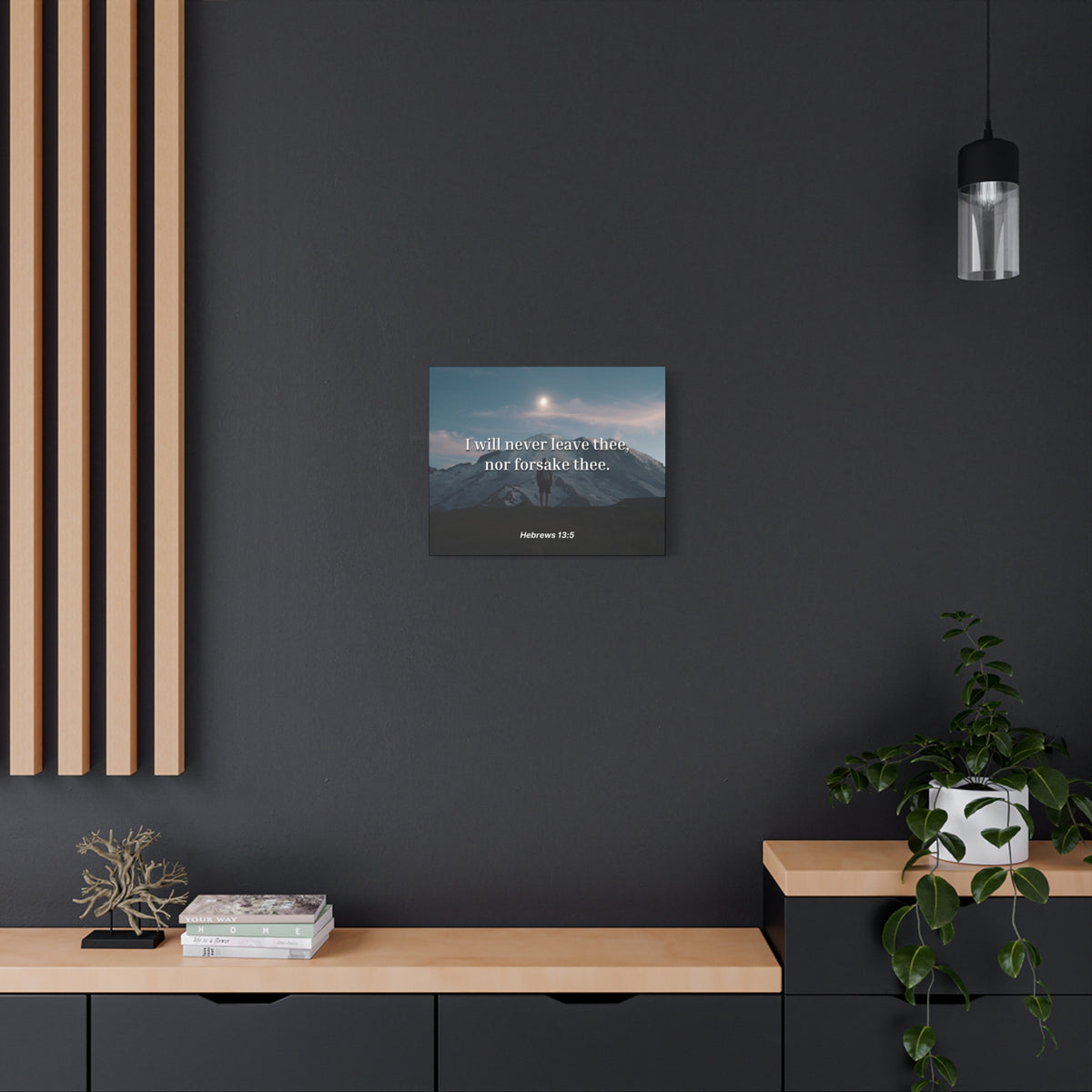 Scripture Canvas Be Content Hebrews 13:5 Christian Wall Art Bible Verse Print Ready to Hang