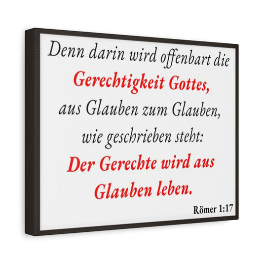 Scripture Walls Römer 1:17 Romans 1:17 Live By Faith German White Bible Verse Canvas Christian Wall Art Ready to Hang Unframed