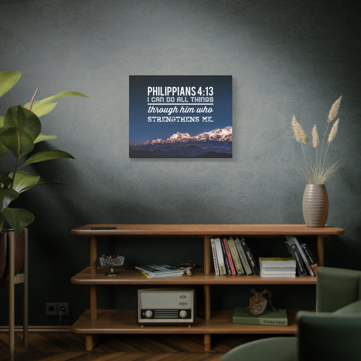 Scripture Canvas Strengthens Philippians 4:13 Blue Sky Christian Wall Art Bible Verse Print Ready to Hang