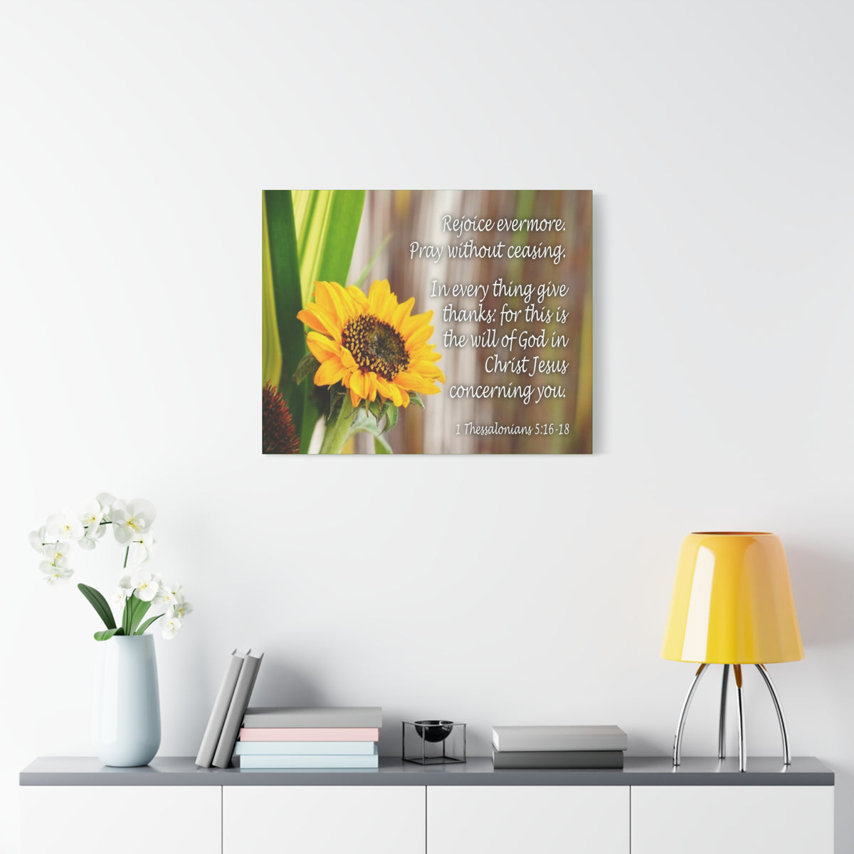 Scripture Canvas Rejoice Evermore 1 Thessalonians 5:16-18 Christian Wall Art Bible Verse Print Ready to Hang