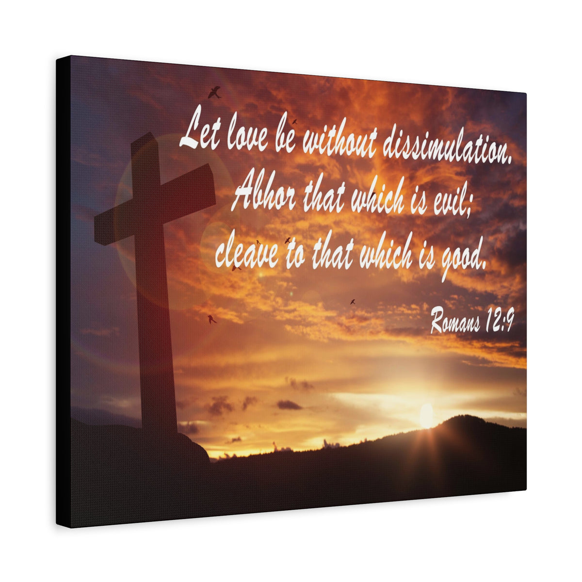 Scripture Canvas Love Without Dissimulation Romans 12:9 Christian Wall Art Bible Verse Print Ready to Hang