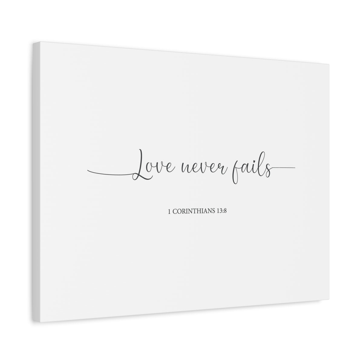 Scripture Canvas Love Never Fails 1 Corinthians 13:8 Christian Wall Art Bible Verse Print Ready to Hang