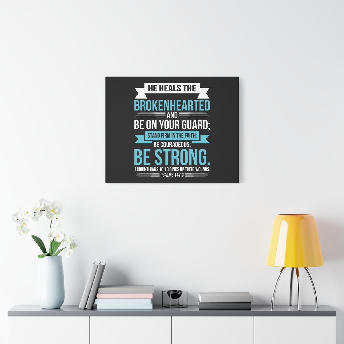 Scripture Canvas Be On Your Guard Psalms 147:3 Christian Wall Art Bible Verse Print Ready to Hang