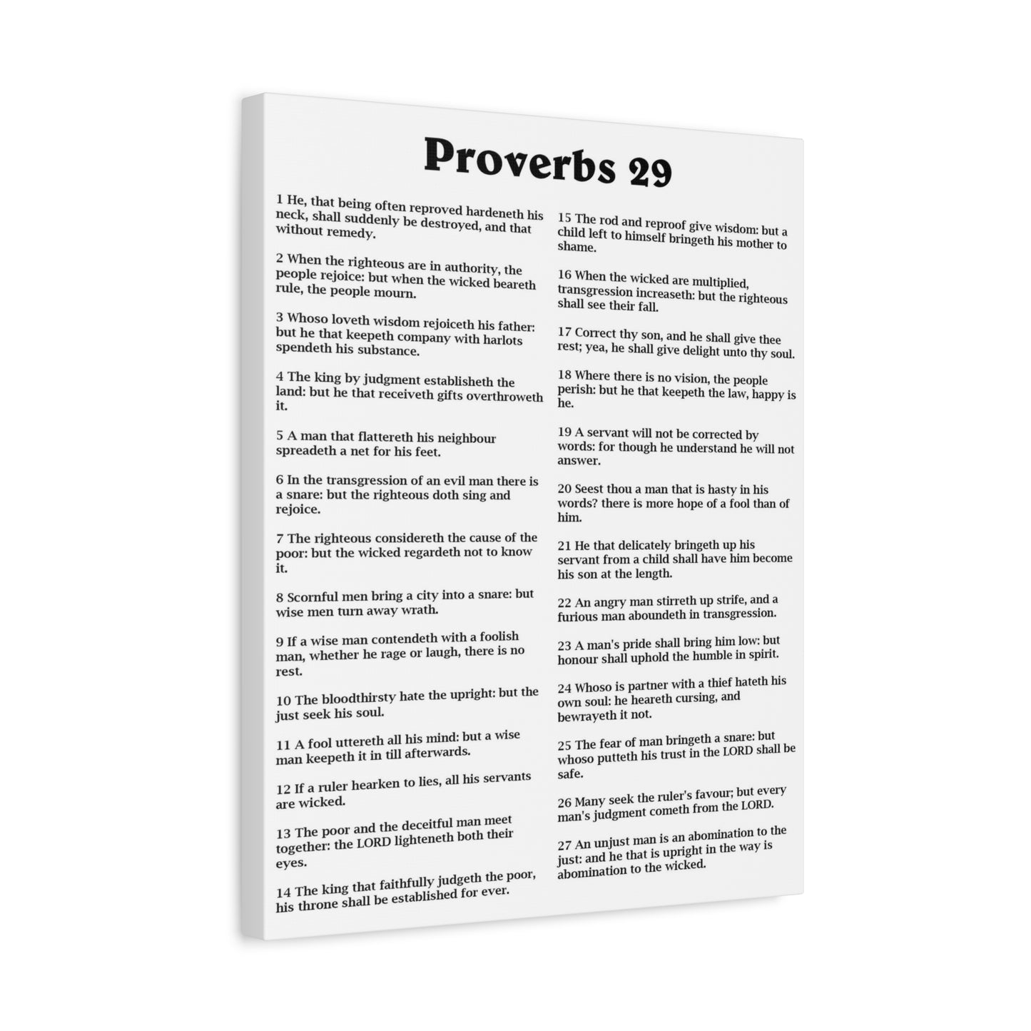 Scripture Walls Proverbs Chapter 29 White Bible Canvas Christian Wall Art Ready to Hang Unframed