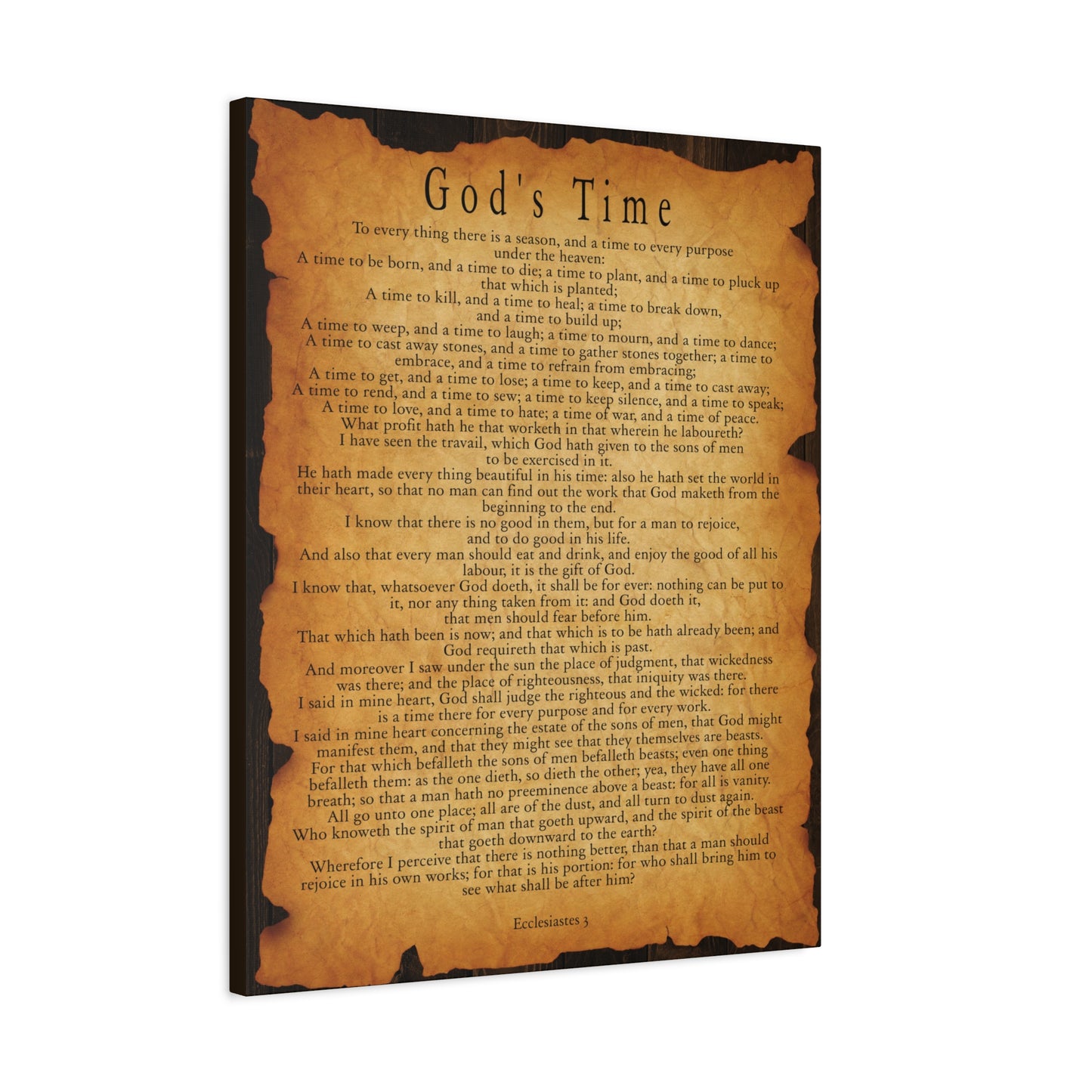 Scripture Wallsc God's Time Ecclesiastes 3 Gold Brown Bible Verse Canvas Christian Wall Art Ready to Hang