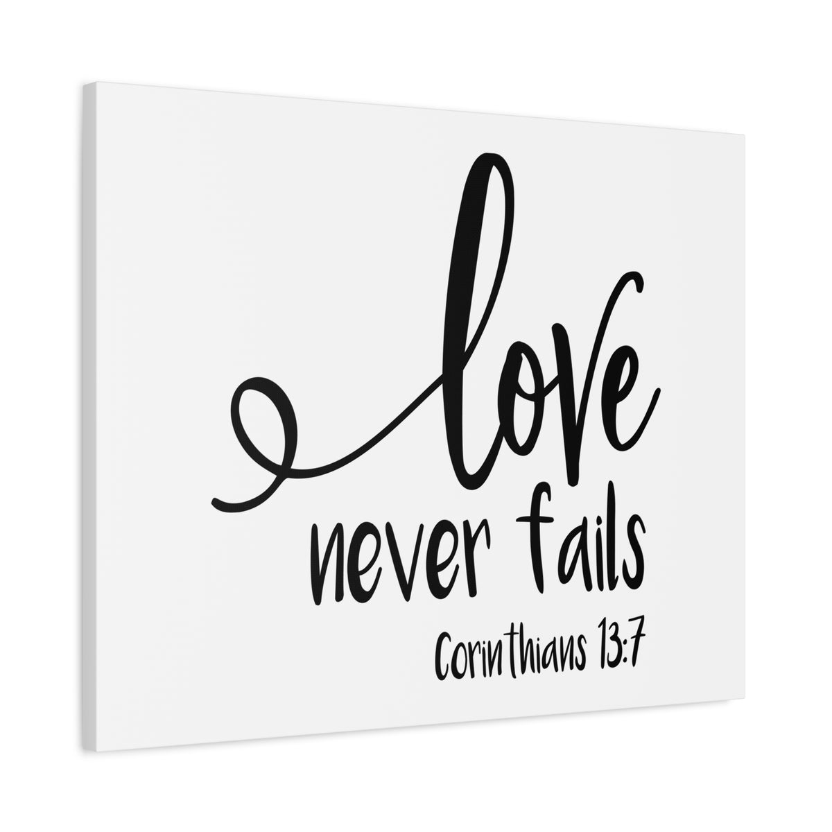Scripture Canvas Love Never Fails Corinthians 13:7 Christian Wall Art Bible Verse Print Ready to Hang