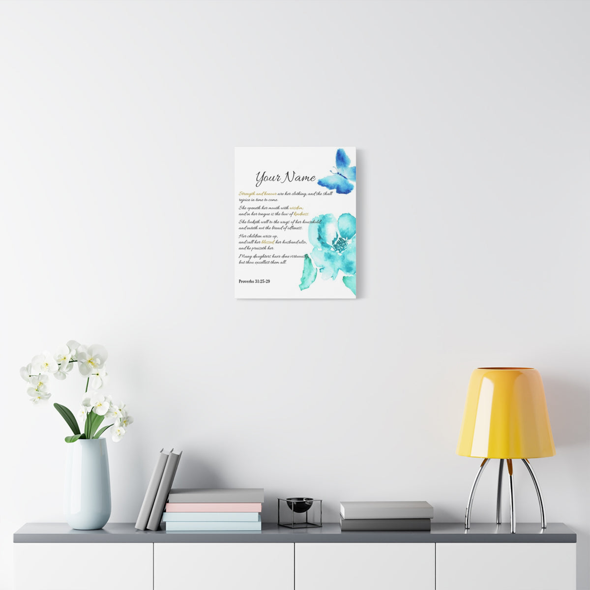 Scripture Walls Personalized She is Strong Proverbs 31:25-29 Bible Chapter Canvas Christian Wall Art Ready to Hang