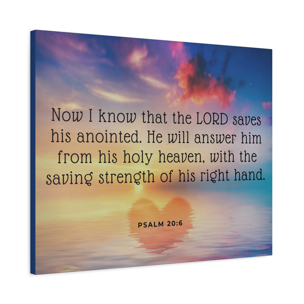 Scripture Canvas Lord Saves His Anointed Psalm 20:6 Christian Wall Art Bible Verse Print Ready to Hang