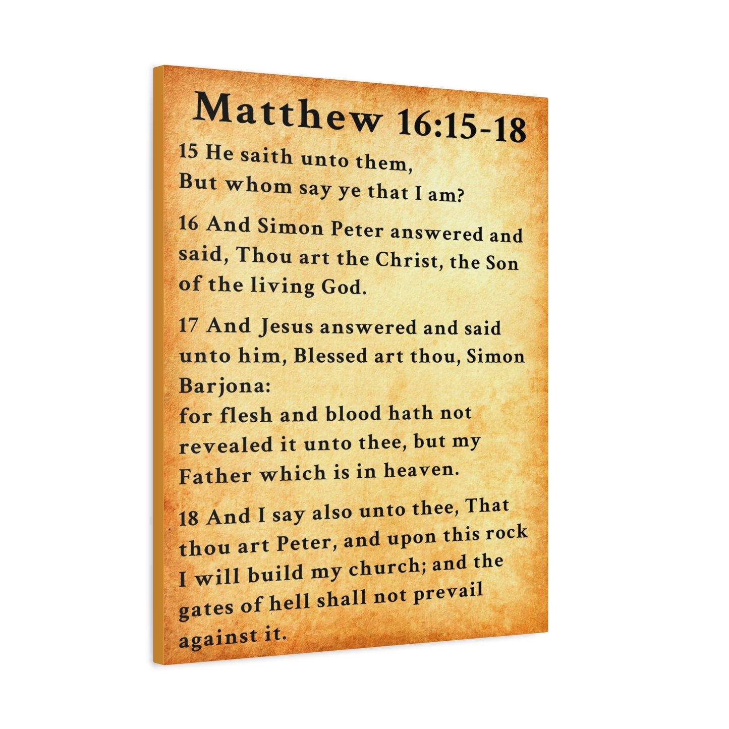 Scripture Walls Matthew 16:15-18 KJV Bible Verse Canvas Christian Wall Art Ready to Hang Unframed