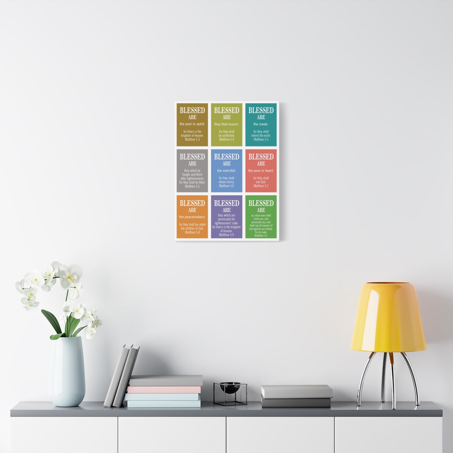 Bible Verse Canvas The Beatitudes Matthew 5:3‭-‬11 KJV Christian Home Decor Scripture Art