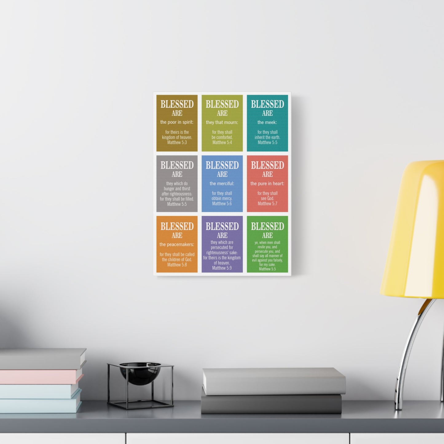 Bible Verse Canvas The Beatitudes Matthew 5:3‭-‬11 KJV Christian Home Decor Scripture Art