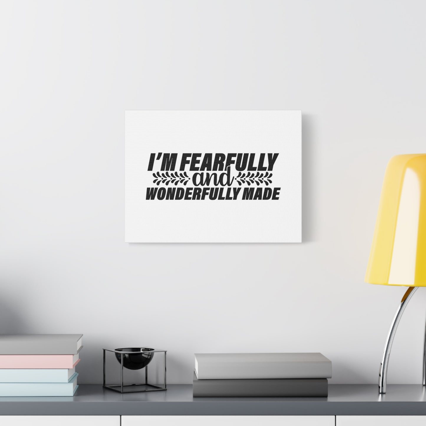 Scripture Canvas Wonderfully Made Psalm 139:14 White Christian Wall Art Bible Verse Print Ready to Hang