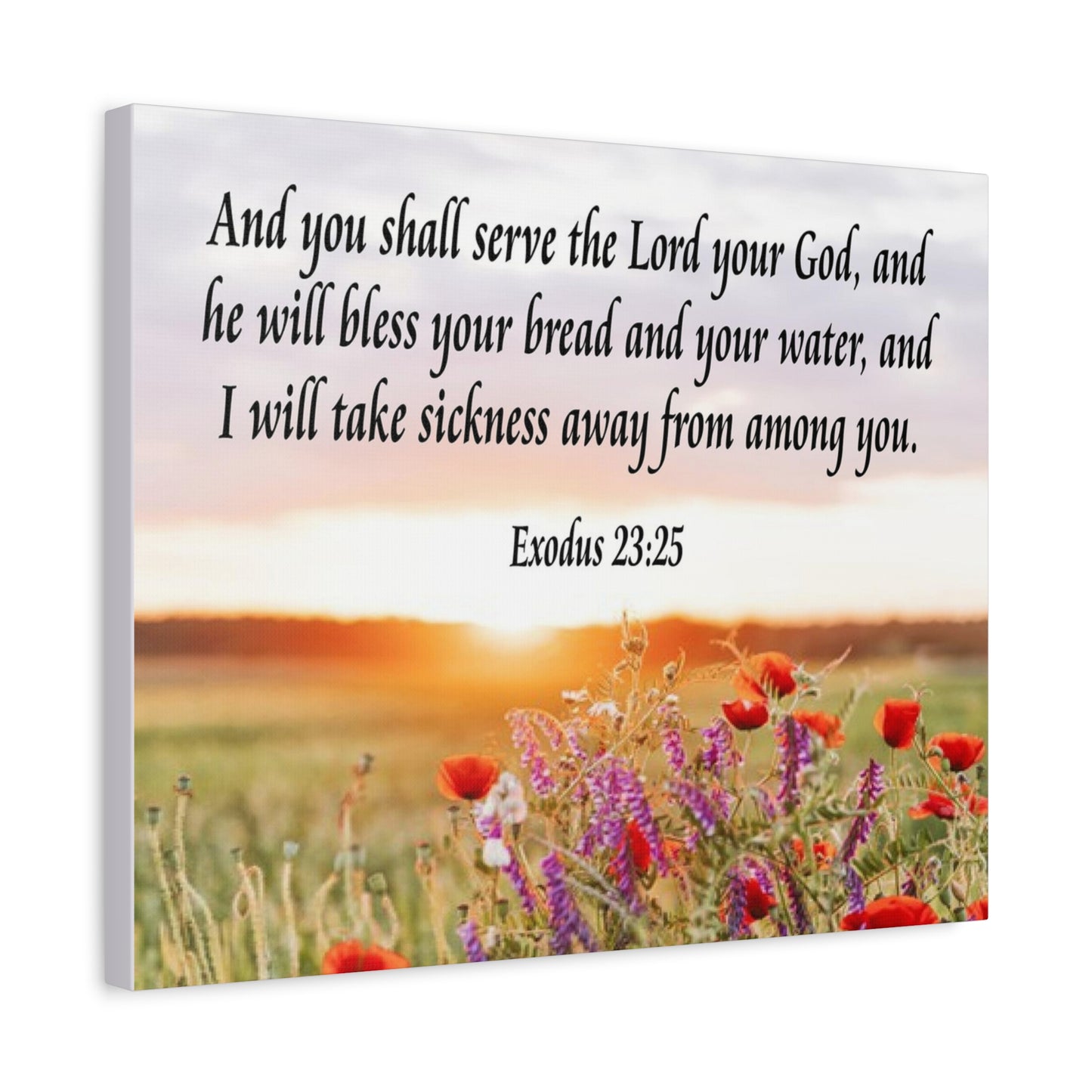 Bible Verse Canvas And You Shall Serve the Lord Exodus 23:25 Scripture Wall Art Christian Home Decor