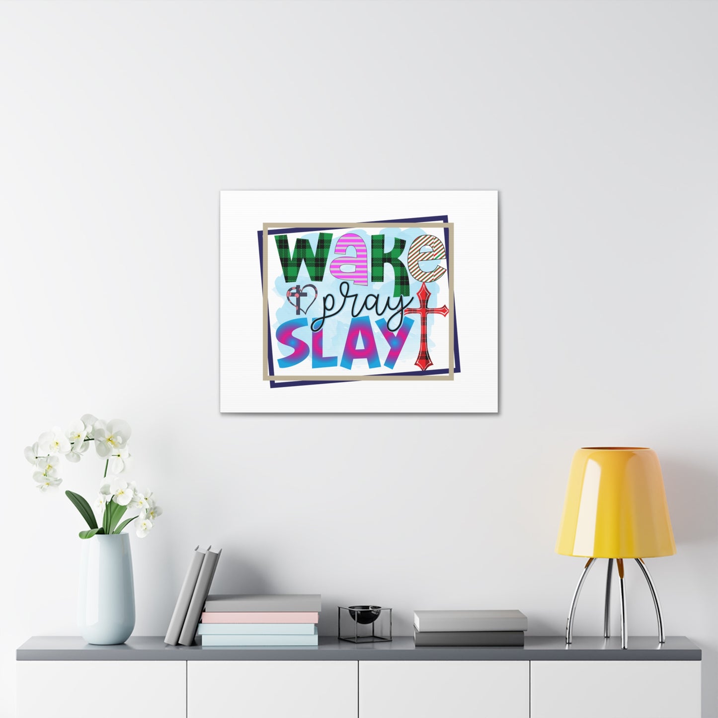 Wake, Pray, Slay Luke 21:36 Square Christian Wall Art Bible Verse Print Ready to Hang
