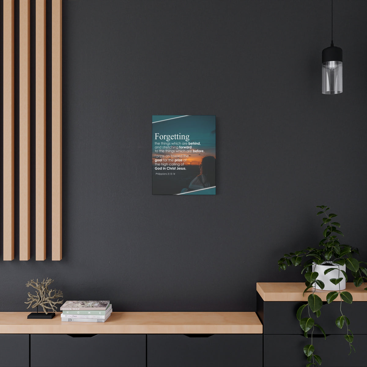 Scripture Canvas Press On Philippians 3:13-14 Christian Wall Art Bible Verse Print Ready to Hang