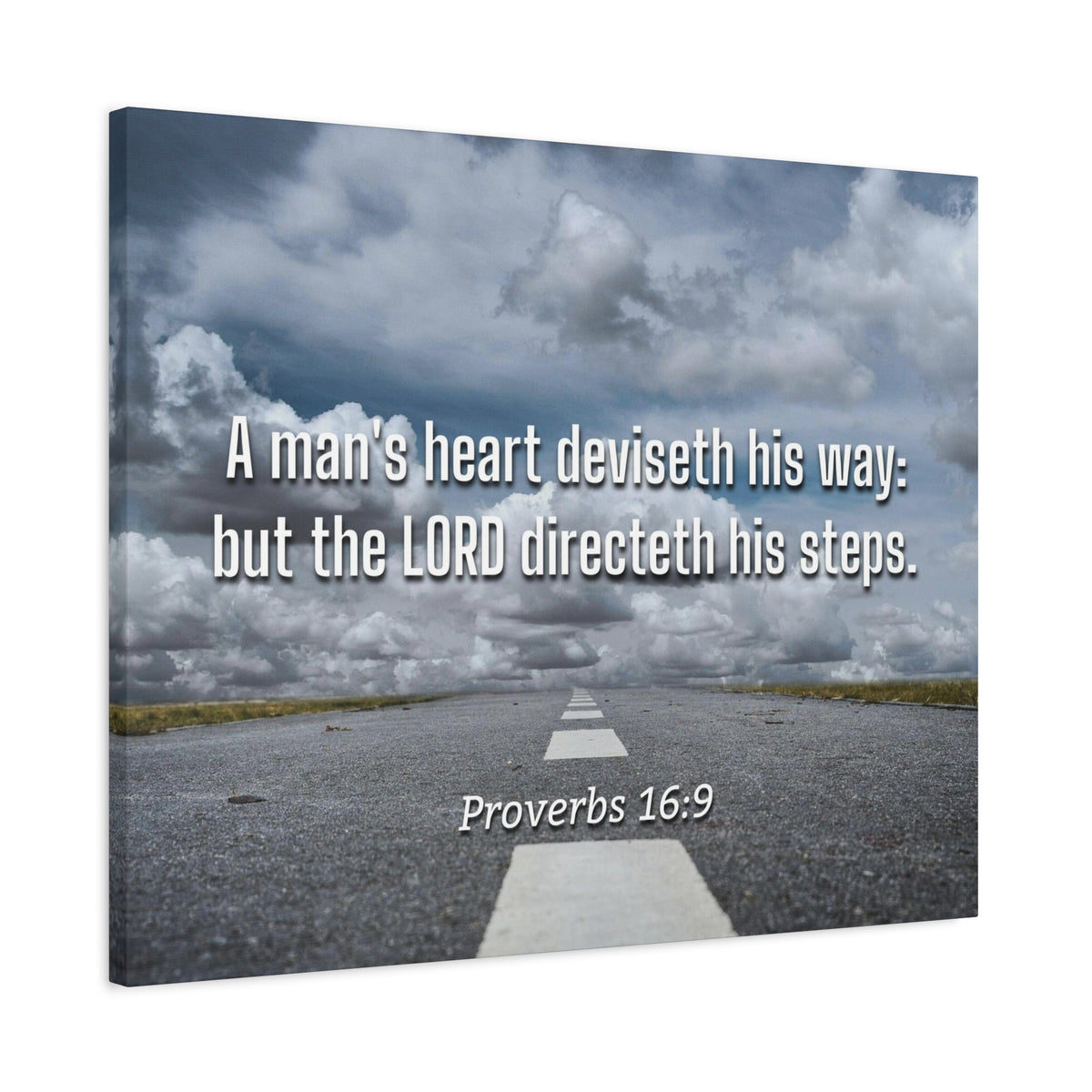Scripture Canvas Directeth His Steps Proverbs 16:9 Christian Wall Art Bible Verse Print Ready to Hang