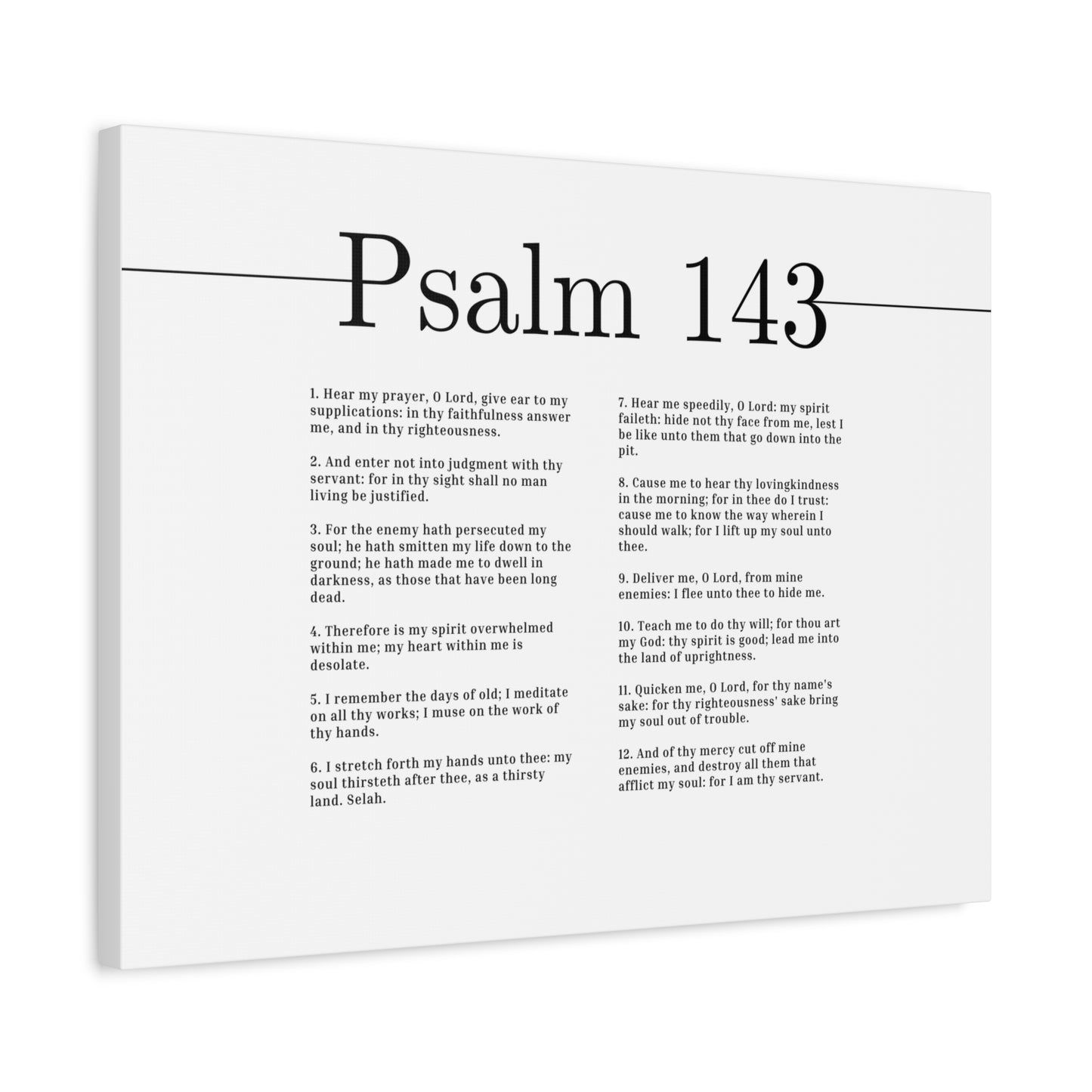 Scripture Canvas Hear My Prayer, O Lord Psalm 143 Christian Wall Art Bible Verse Print Ready to Hang
