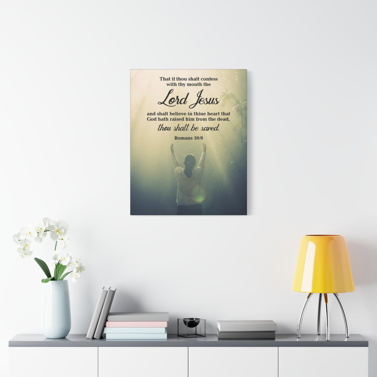 Scripture Canvas Confess With Your Mouth Romans 10:9 Christian Wall Art Bible Verse Print Ready to Hang