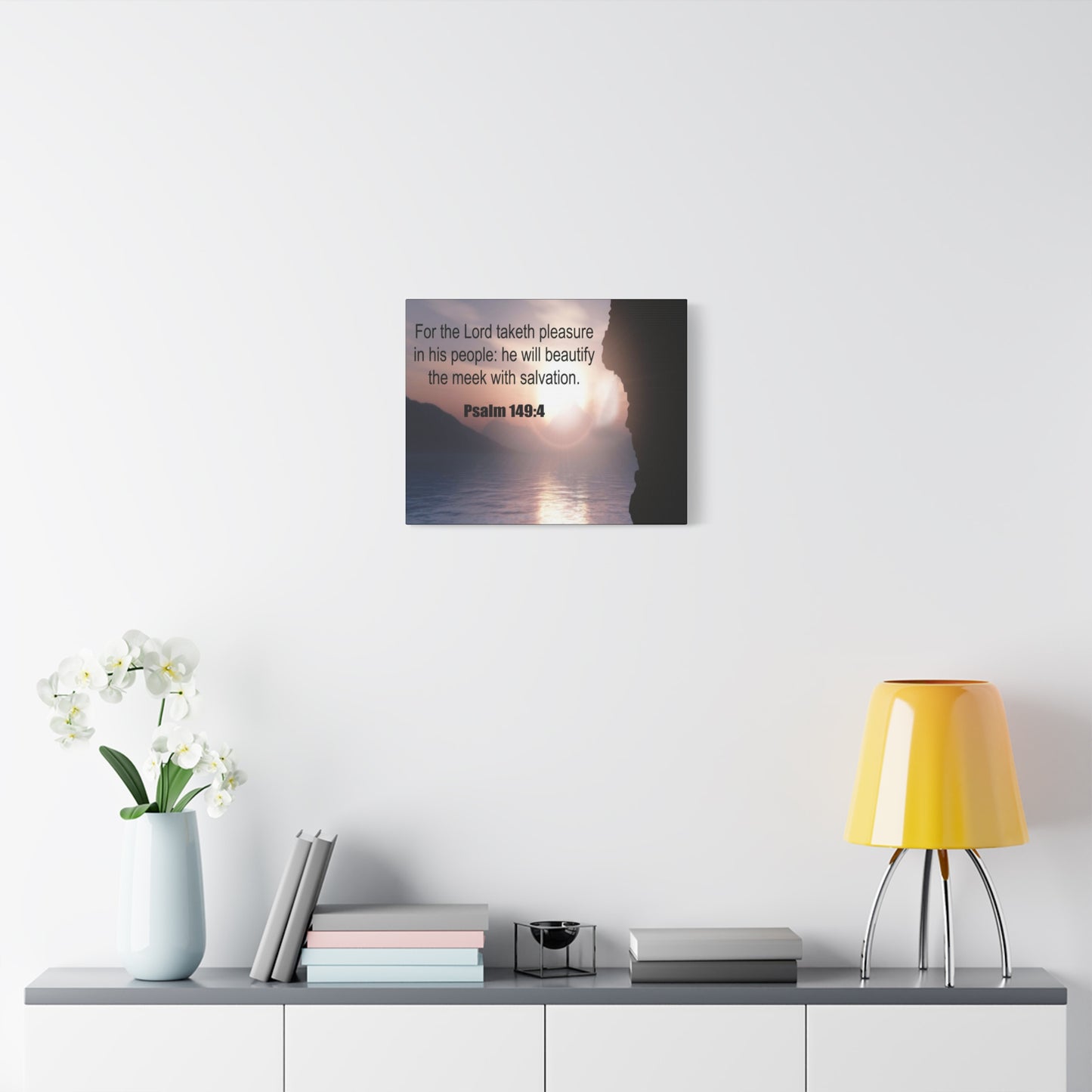 Scripture Canvas Beutify the Meek Psalm 149:4 Christian Wall Art Bible Verse Print Ready to Hang
