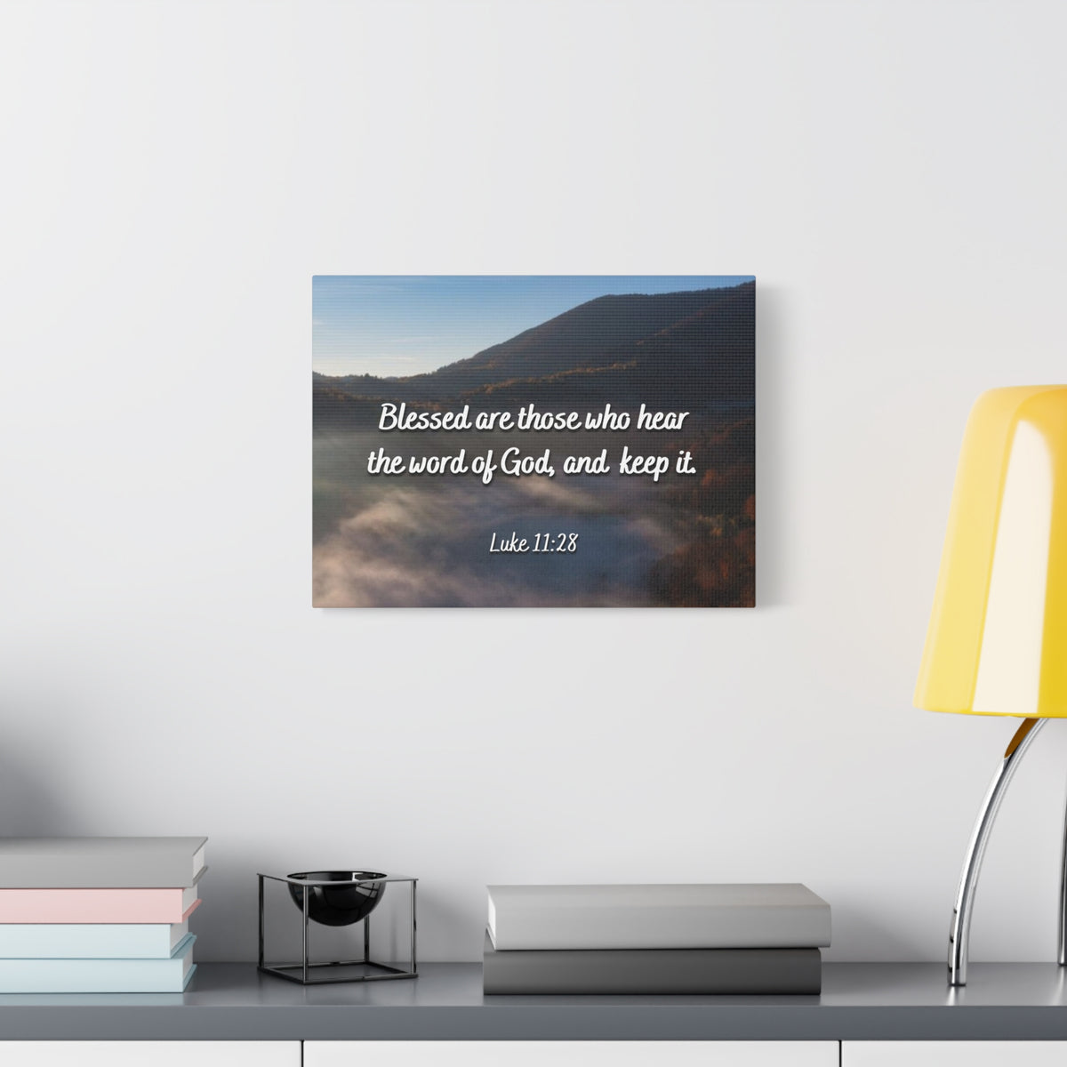 Scripture Canvas Blessed Are They Luke 11:28 Christian Wall Art Bible Verse Print Ready to Hang