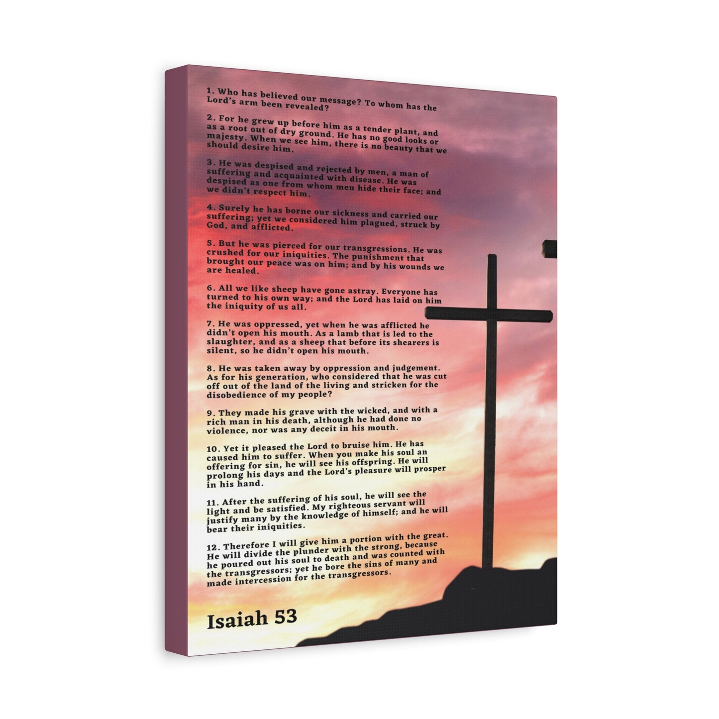 Scripture Canvas Prophecy Of Jesus Colored Isaiah 53 Christian Wall Art Bible Verse Print Ready to Hang