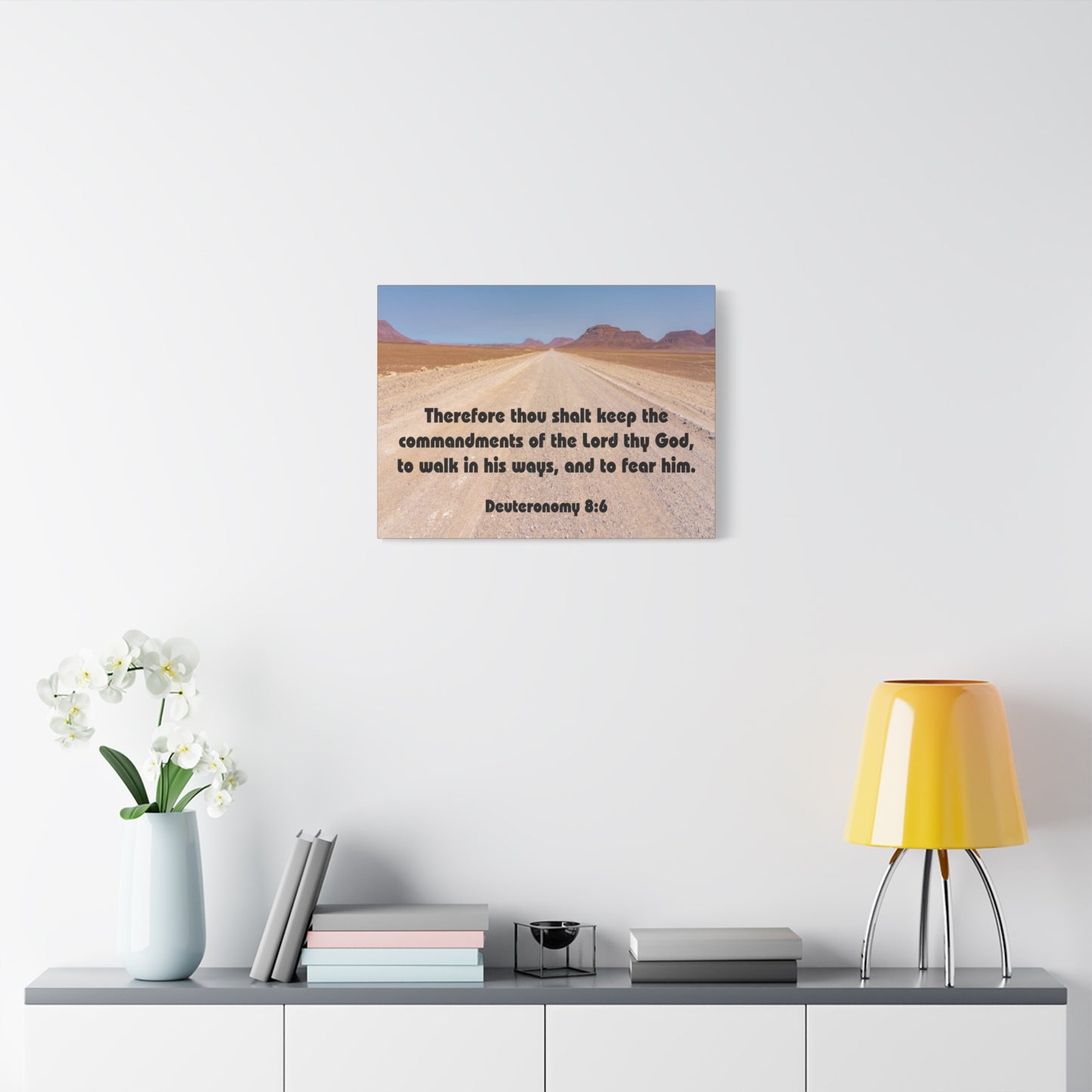 Bible Verse Canvas The Commandments of The Lord Thy God Deuteronomy 8:6 Christian Home Décor Wall Art Scripture Ready to Hang Faith Print