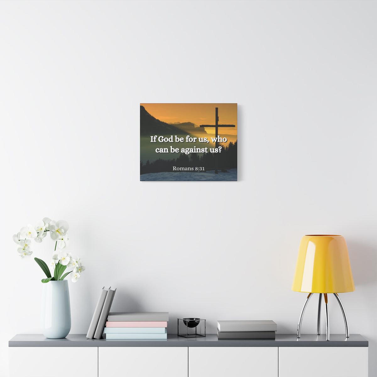 Scripture Canvas Be For Us Romans 8:31 Christian Wall Art Bible Verse Print Ready to Hang