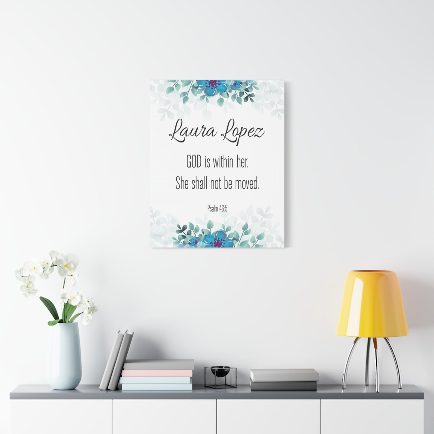 Personalized Scripture Walls God Is Within Her Psalm 46:5 Bible Chapter Canvas Christian Wall Art Ready to Hang