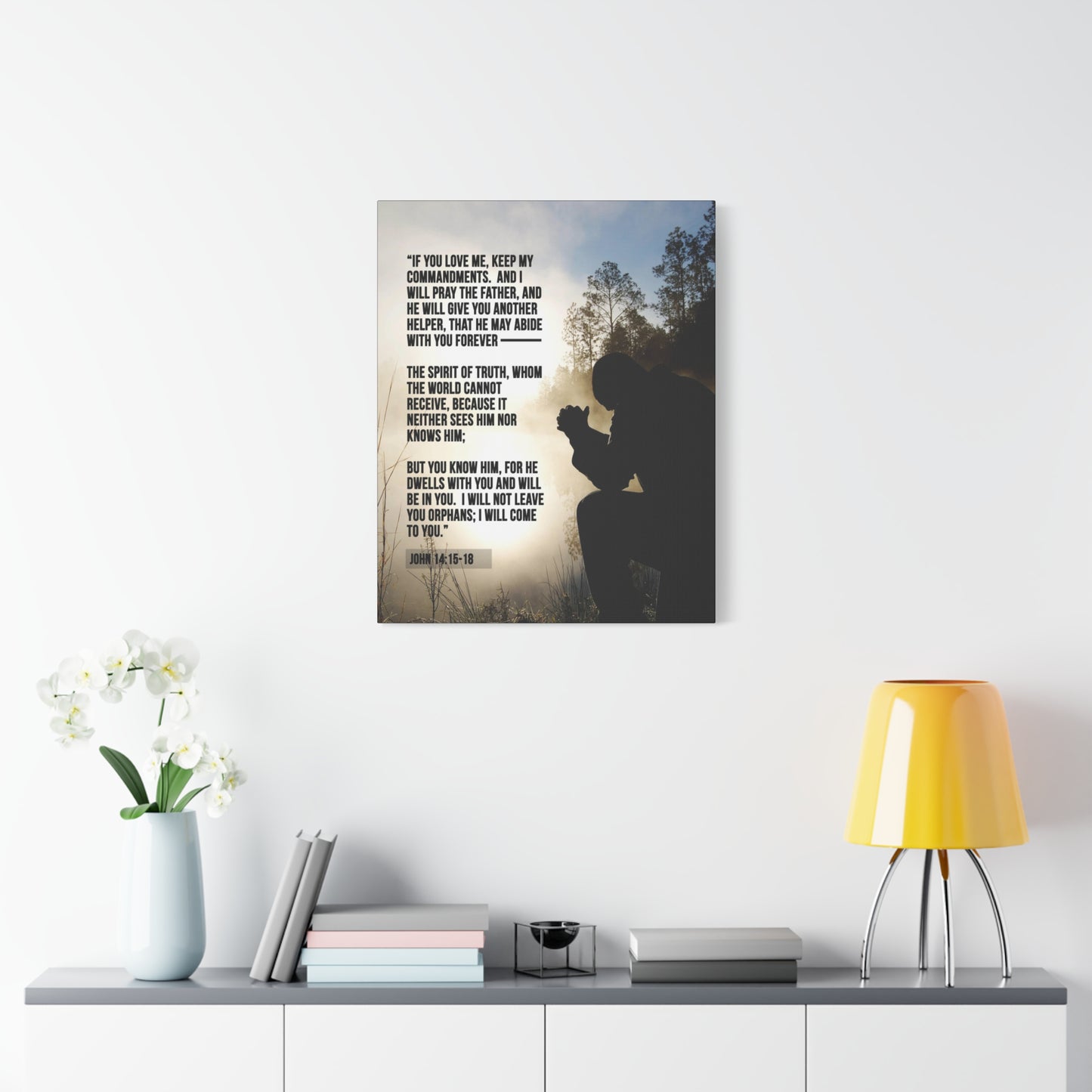 Scripture Canvas Keep my Commandments John 14:15‭-‬18 Christian Wall Art Bible Verse Print Ready to Hang