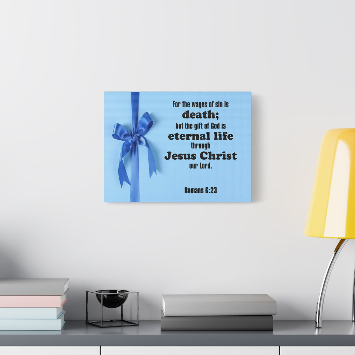 Scripture Canvas Eternal Life Romans 6:23 Christian Wall Art Bible Verse Print Ready to Hang
