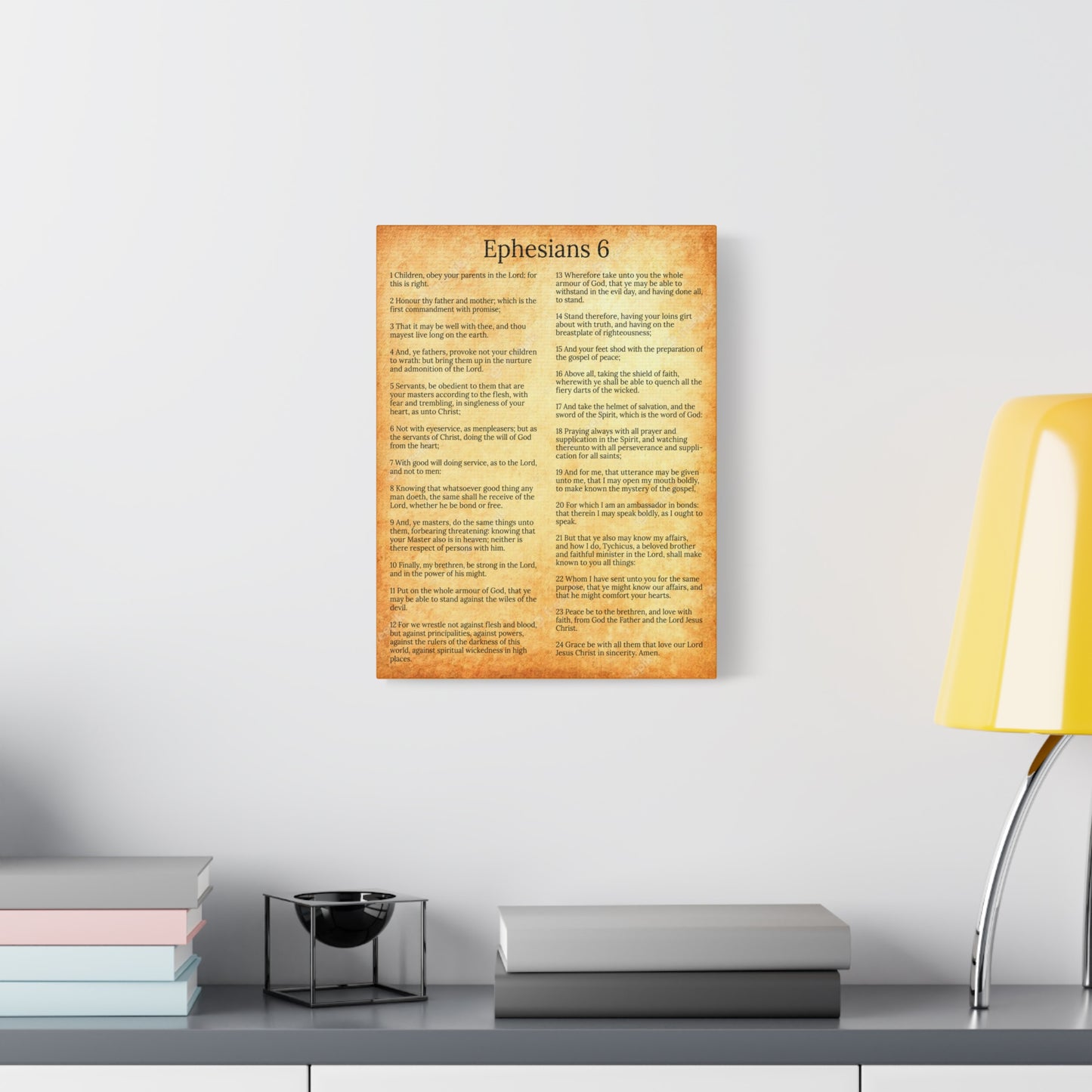 Scripture Walls Ephesians 6 Chapter Gold Protection of the Believer Christian Wall Art Print Ready to Hang Unframed
