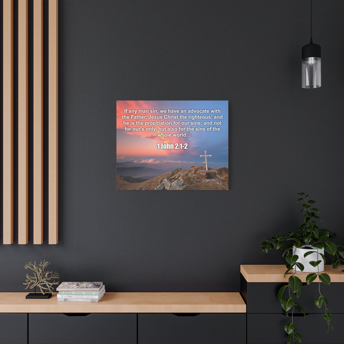 Scripture Canvas Jesus Christ The Righteous 1 John 2:1-2 Christian Wall Art Bible Verse Print Ready to Hang