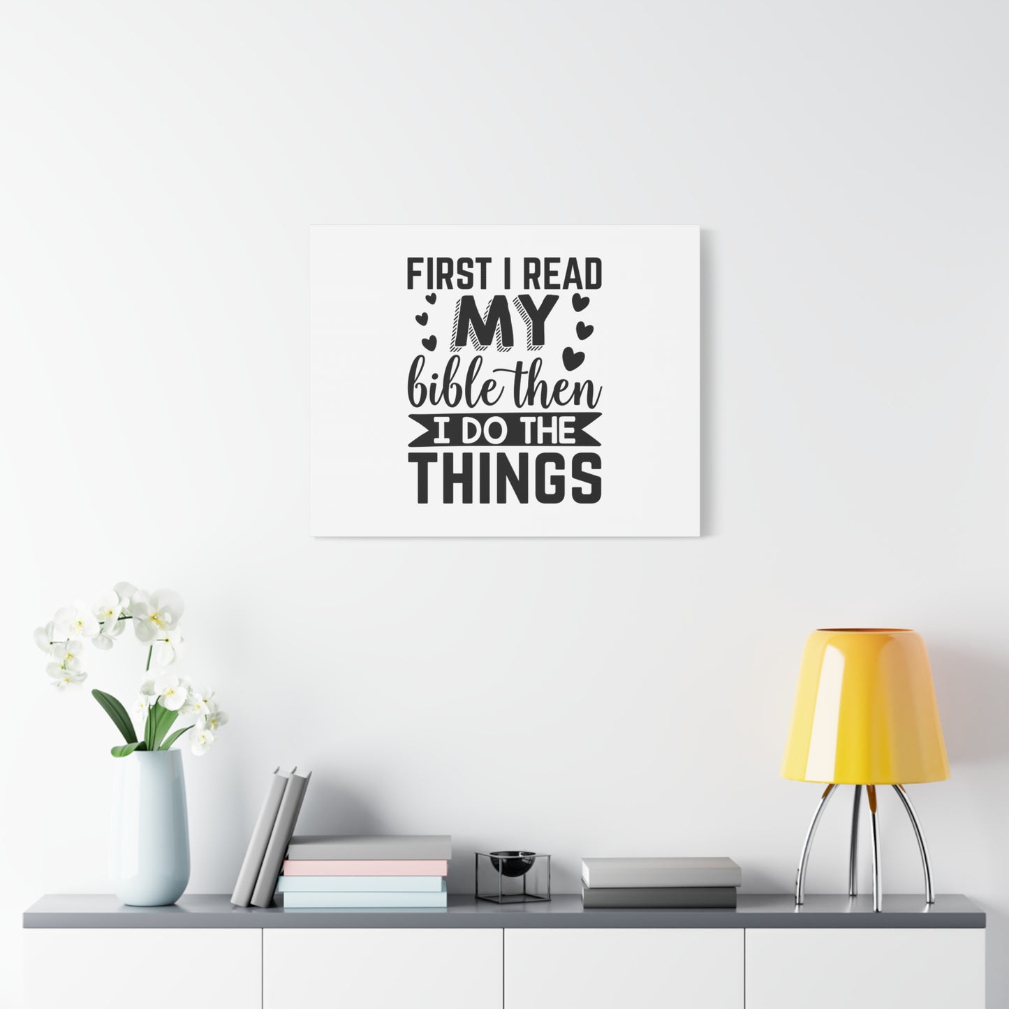 Scripture Canvas First I Read My Bible Psalm 119:105 Christian Wall Art Bible Verse Print Ready to Hang
