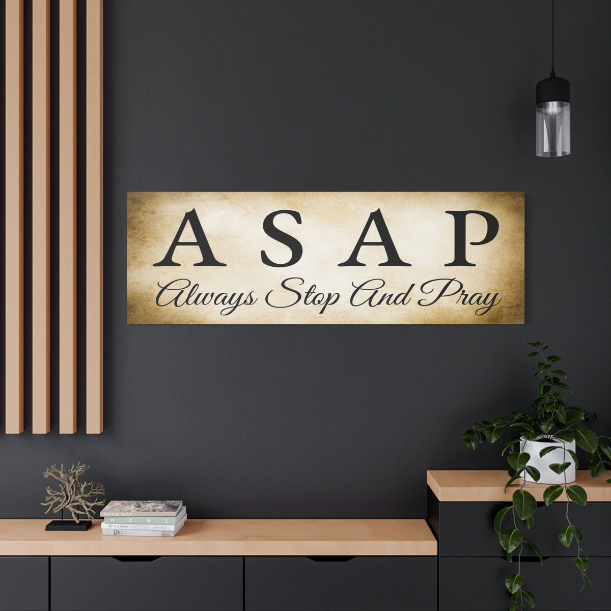 Scripture Walls Stop & Pray 1 Thessalonians 5:17 Gold Bible Verse Canvas Christian Wall Art Ready to Hang Unframed