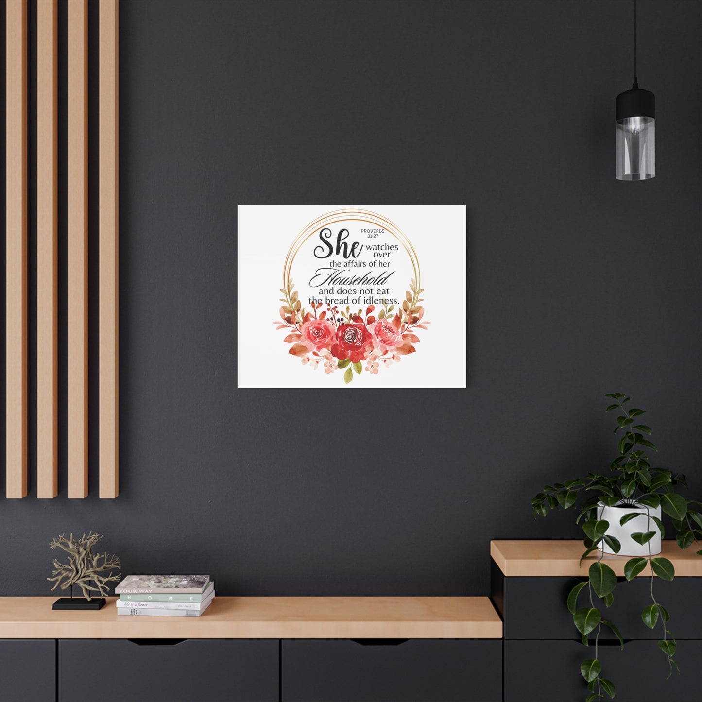 Scripture Walls Proverbs 31:27 She Watches Over Her Household Bible Verse Canvas Christian Wall Art Ready to Hang Unframed
