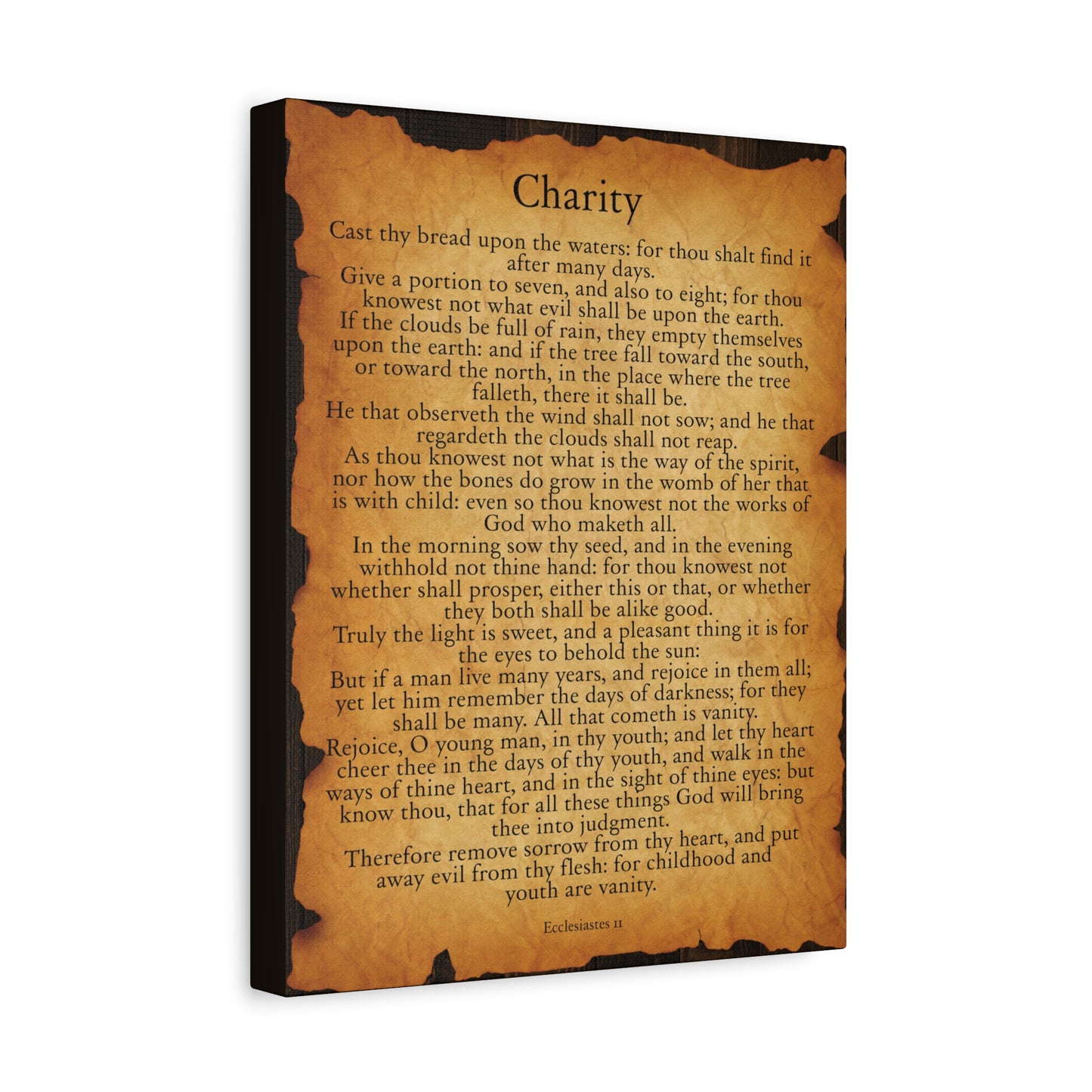 Scripture Walls Charity Ecclesiastes 11 Gold Brown Bible Verse Canvas Christian Wall Art Ready to Hang