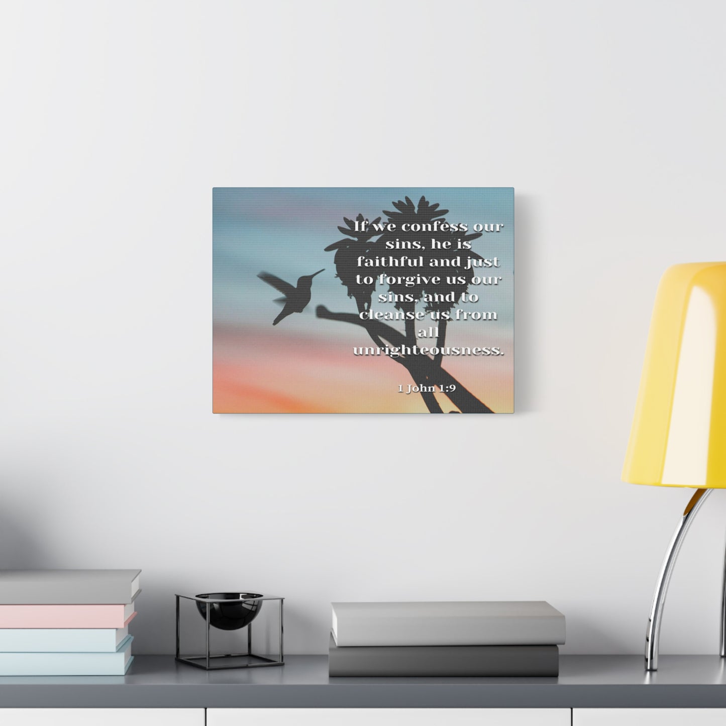 Scripture Canvas Forgive Us 1 John 1:9 Christian Wall Art Bible Verse Print Ready to Hang