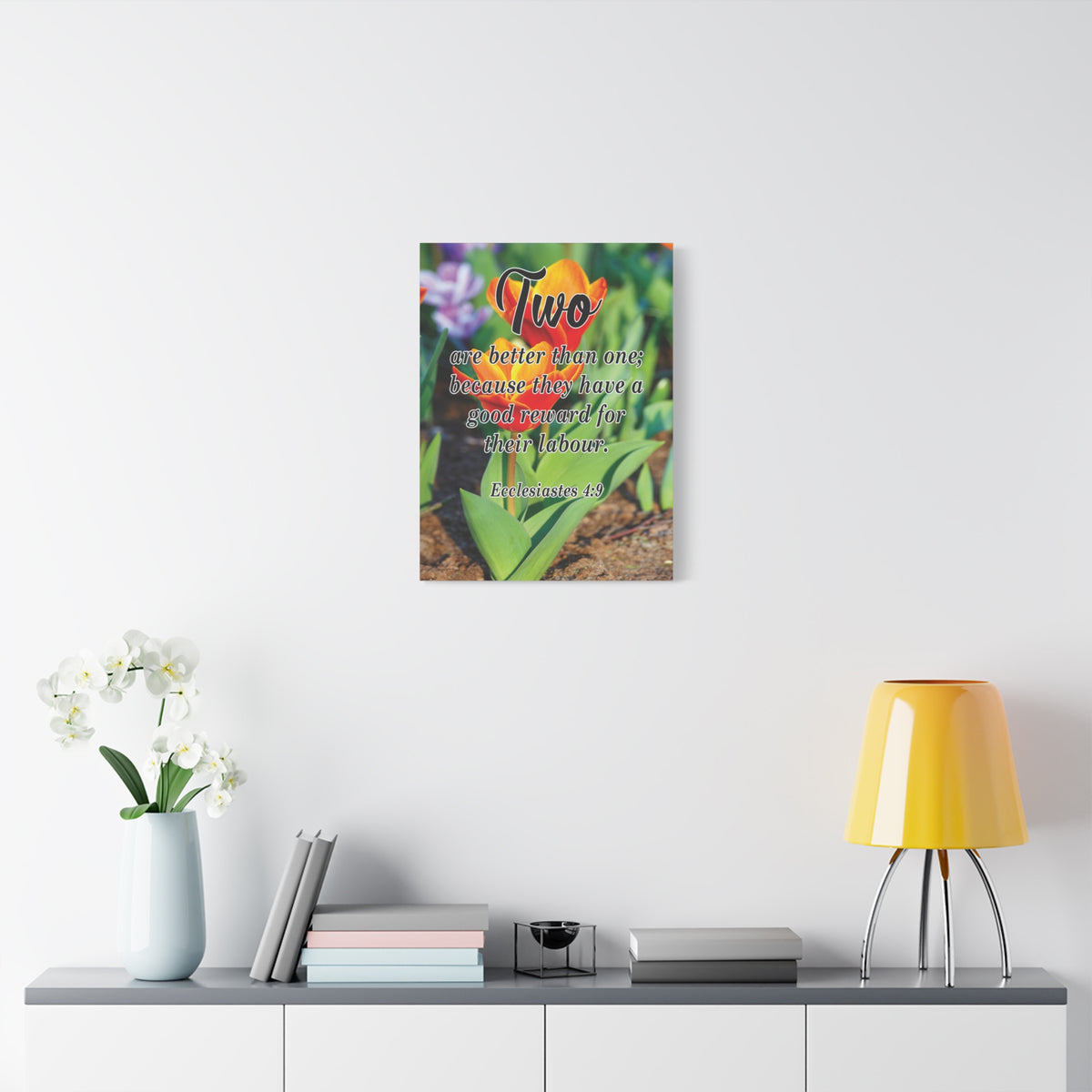 Scripture Canvas Two Are Better Than One Ecclesiastes 4:9 Christian Wall Art Bible Verse Print Ready to Hang