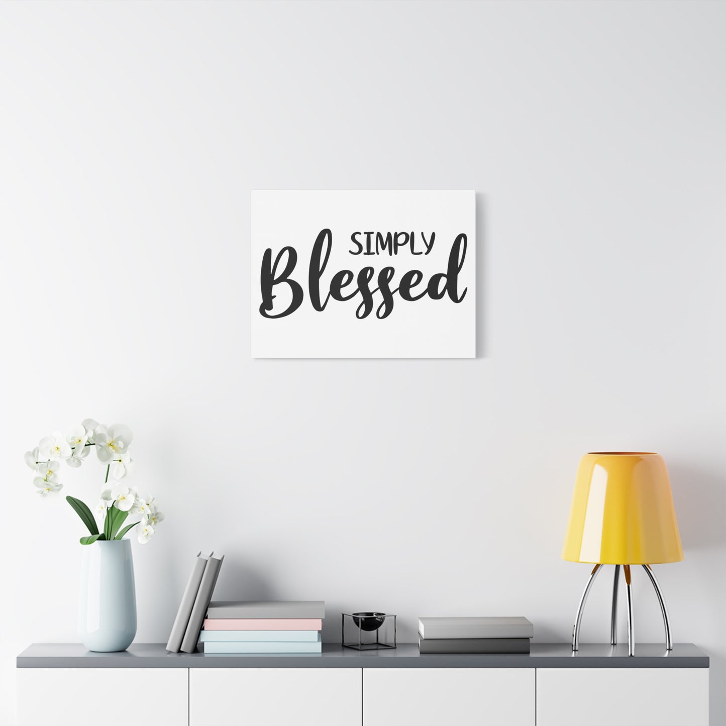 Scripture Canvas Simply Blessed Psalm 33:12 Cursive Christian Wall Art Bible Verse Print Ready to Hang