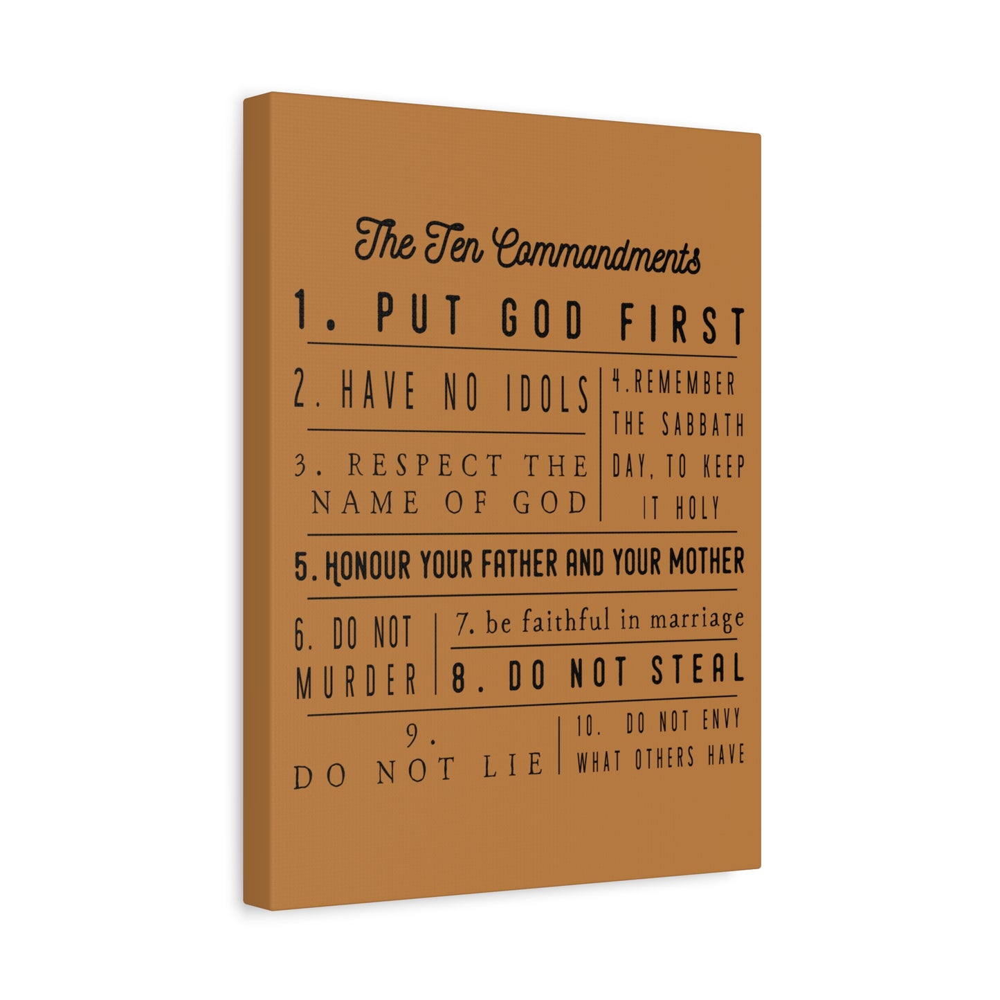 Scripture Canvas Ten Commandments Exodus 20:2–17 Christian Wall Art Print Ready to Hang