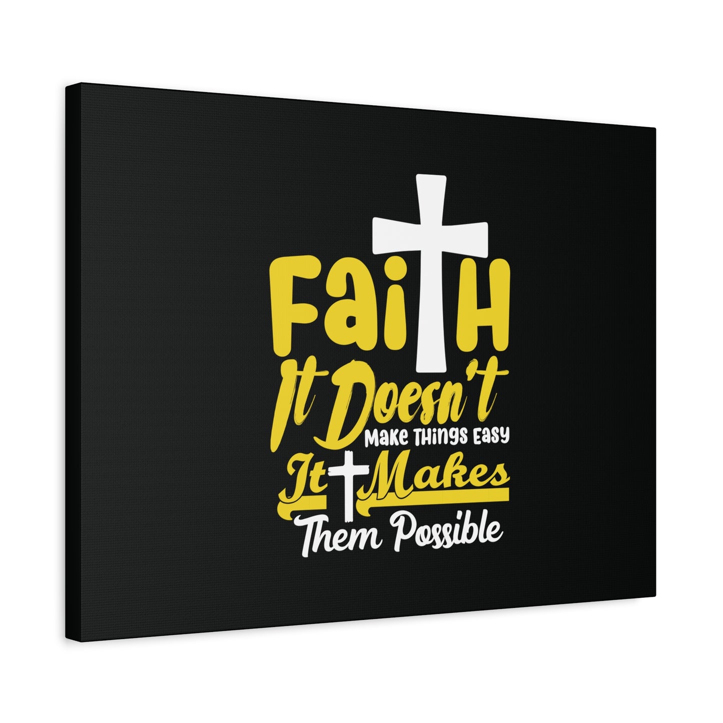 Scripture Canvas Faith Yellow Luke 1:37 Christian Wall Art Bible Verse Print Ready to Hang
