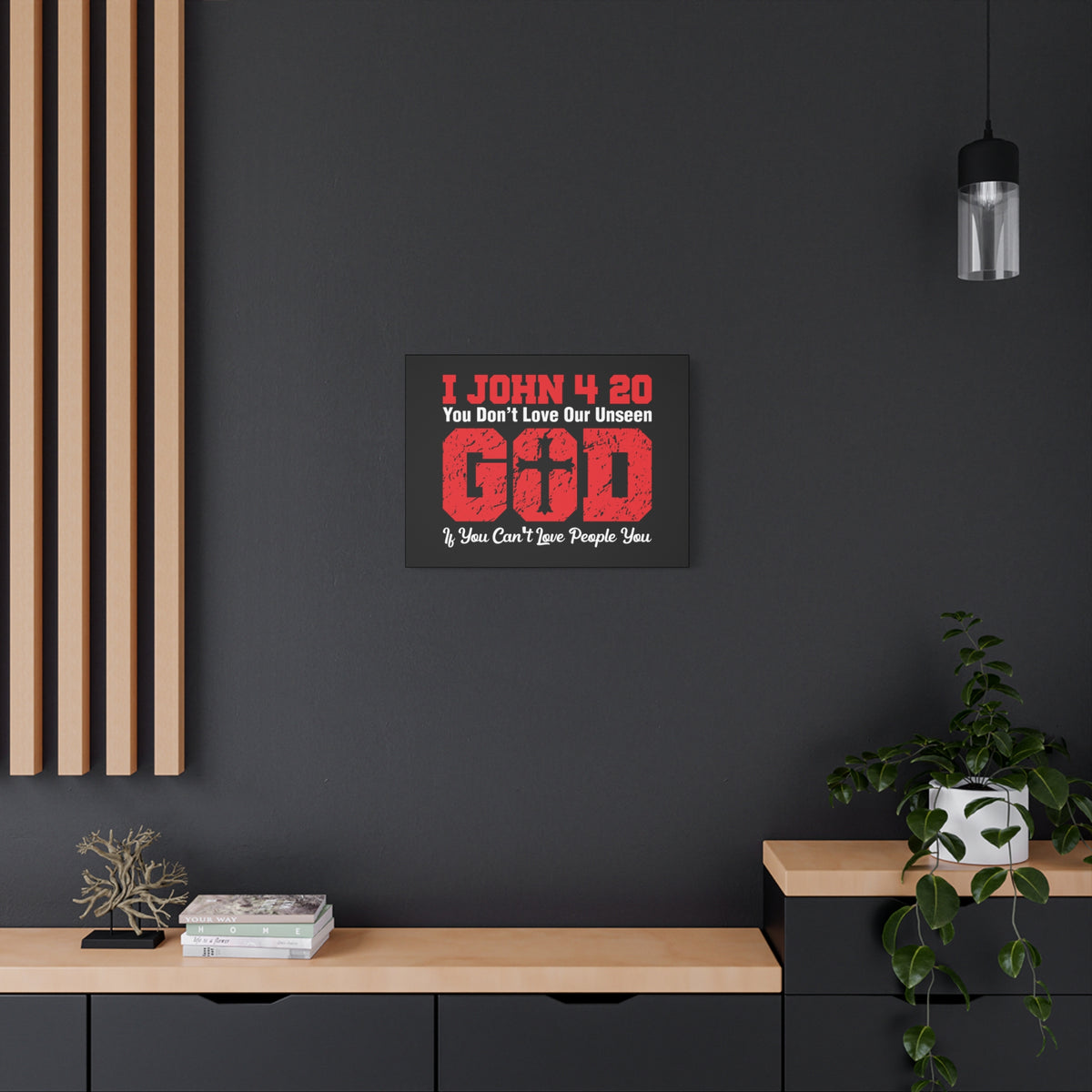 Scripture Canvas Our Unseen God 1 John 4:20 Christian Wall Art Bible Verse Print Ready to Hang