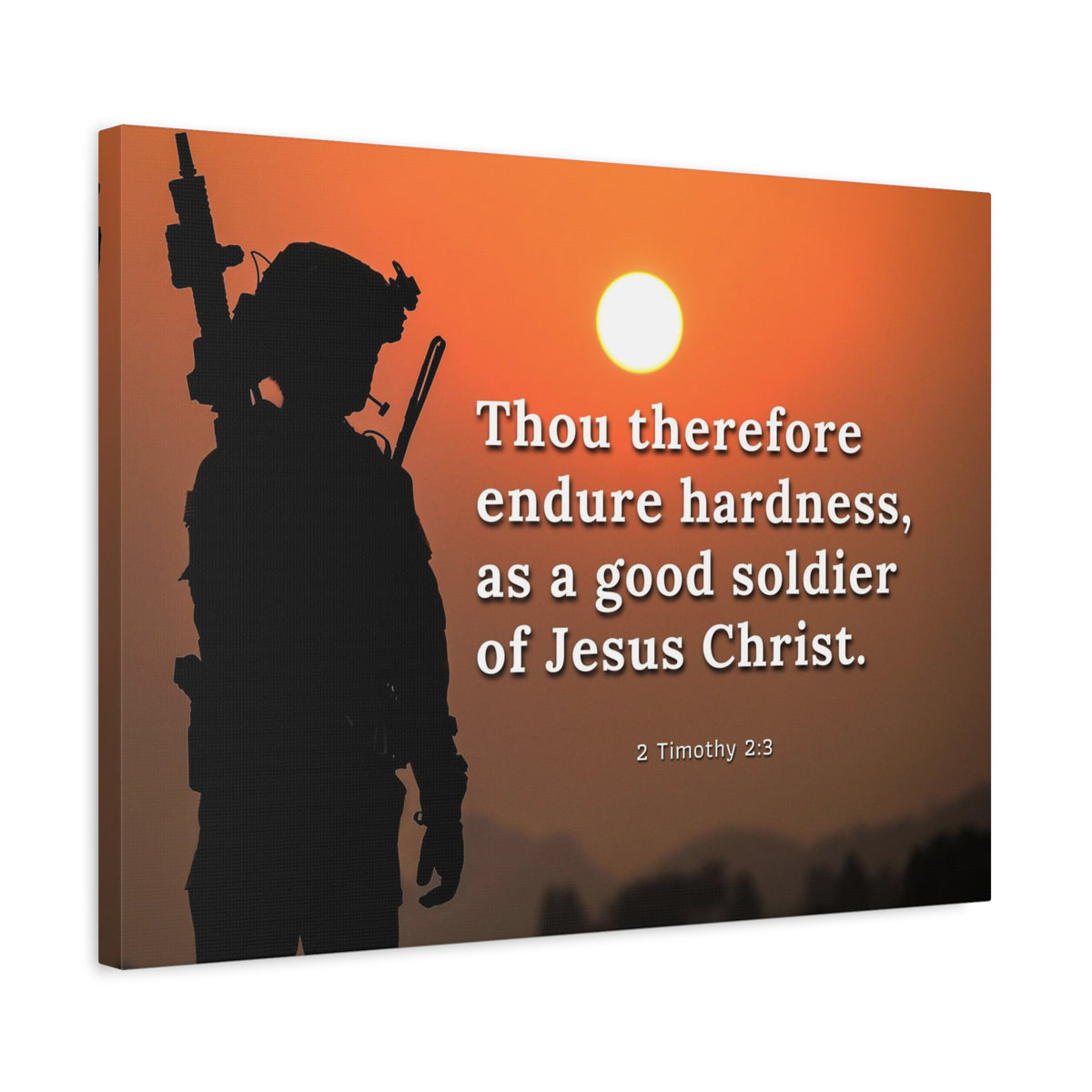 Scripture Canvas Endure Hardness 2 Timothy 2:3 Christian Wall Art Bible Verse Print Ready to Hang