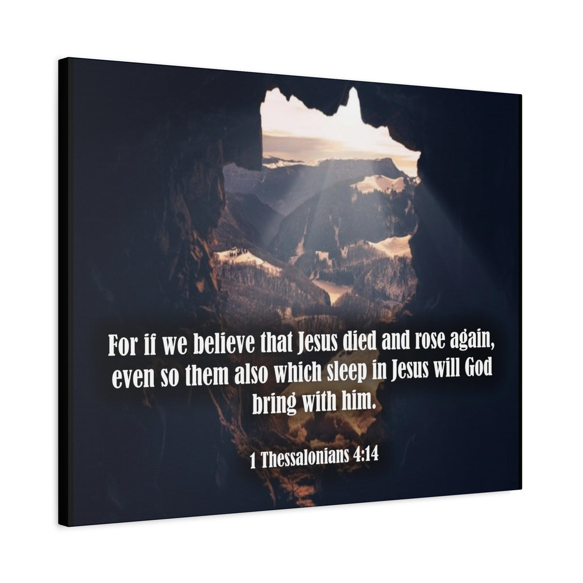 Scripture Canvas Jesus Died and Rose Again 1 Thessalonians 4:14 Christian Wall Art Bible Verse Print Ready to Hang