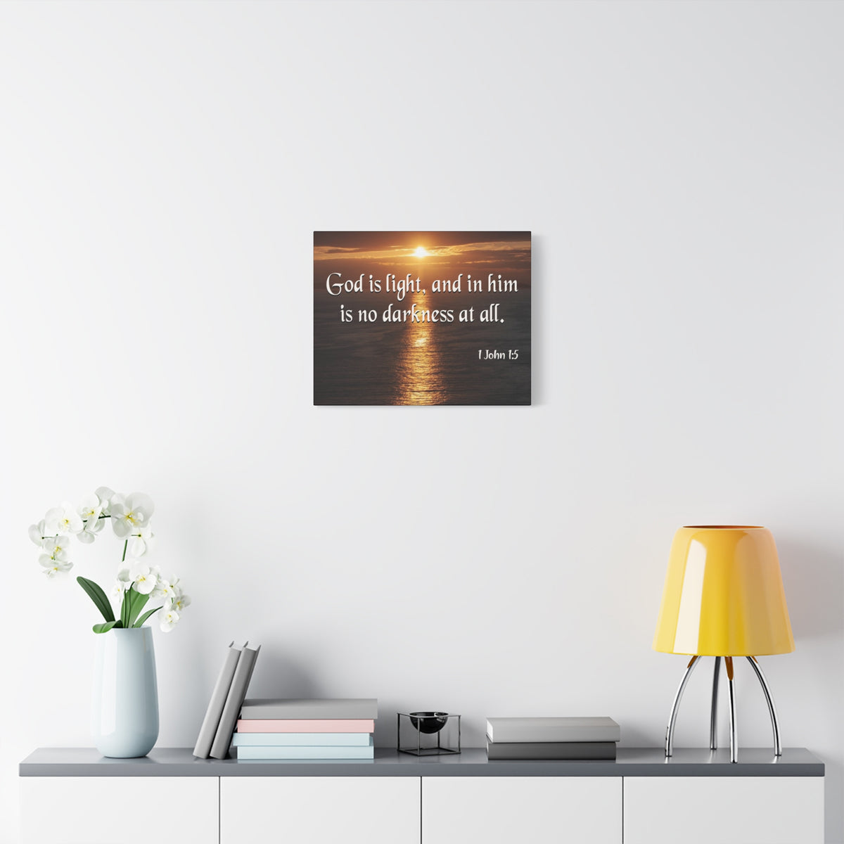 Scripture Canvas God is Light 1 John 1:5 Christian Wall Art Bible Verse Print Ready to Hang